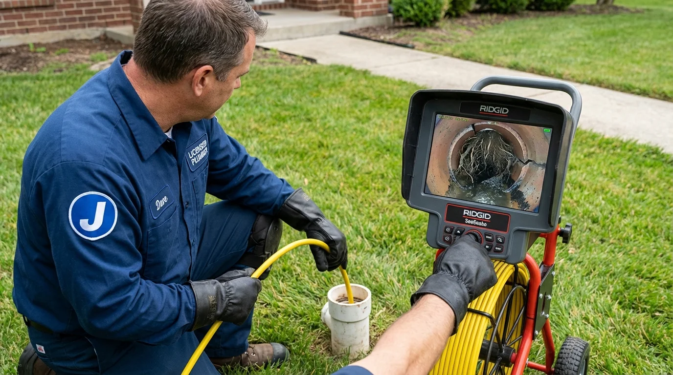 Sewer camera inspection being performed by Johns Plumbing LLC in Middletown